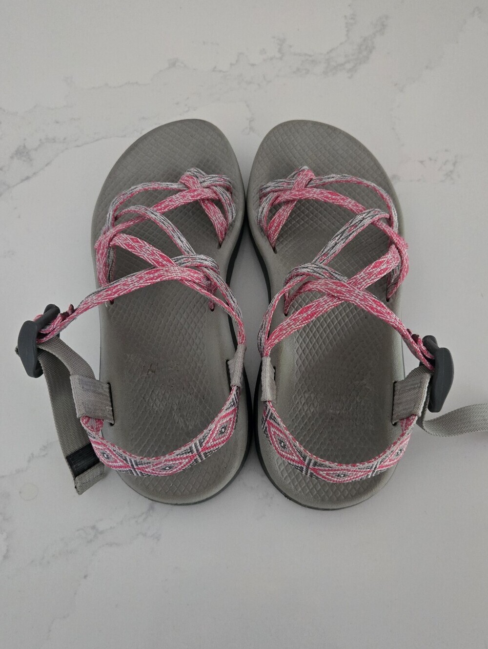 Chaco ZX/2 Classic Double Toe Strap Athletic Hiking Sandals Pink Gray Size 8 - Picture 4 of 8